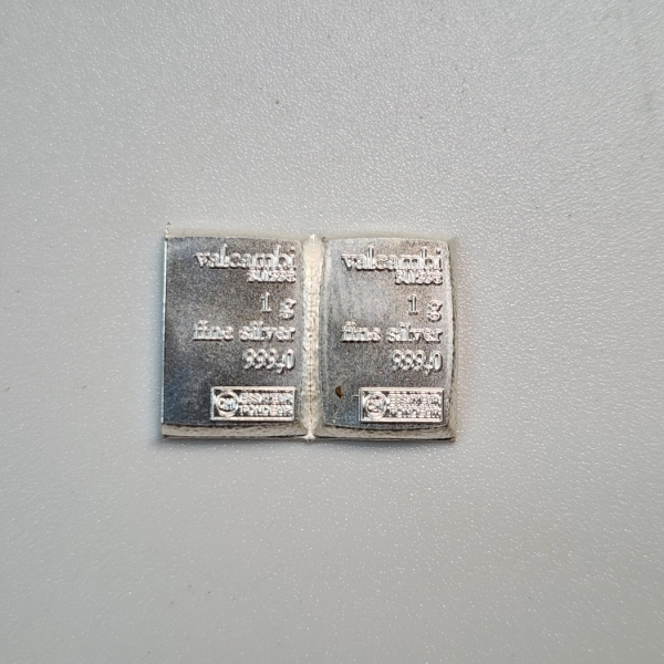 x2 Valcambi Suisse 1 Gram Fine Pure .999 Silver Bars - 2g Fine Silver Total 