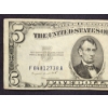 Image 2 : 1953 Blue Seal $5 Silver Certificate Note in Good Shape