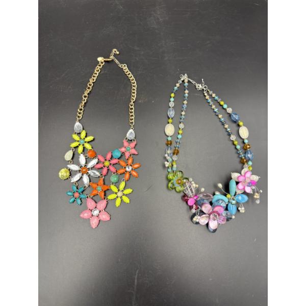 2 Gorgeous Flower Necklaces - Very Unique and Amazing! Chunky Costume Necklaces