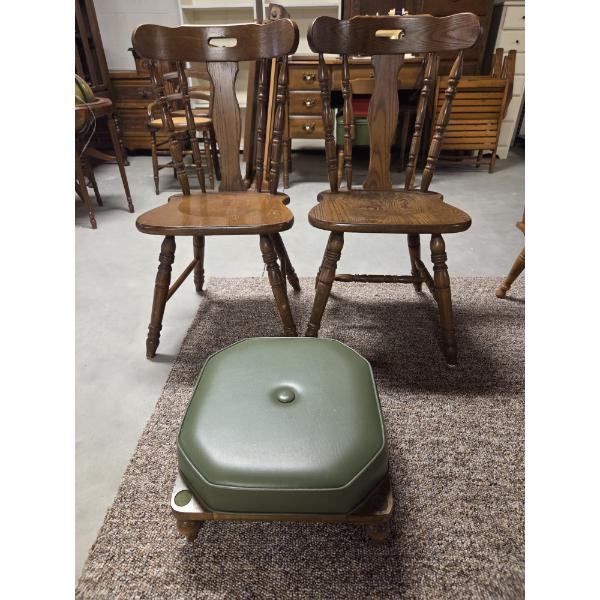 *Pick Up At Mantua Home-No Shipping Available* Great Condition MCM Wood 17''x36'' Wood Chair Pair & 