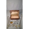 Image 4 : Assorted Costume Jewelry Inside Vintage Wooden Jewelry Box With Printed Press Design & Mirror