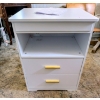 Image 1 : White 18"x23" Lighted Locking Hidden Drawer Table With Keys Excellent Condition!
