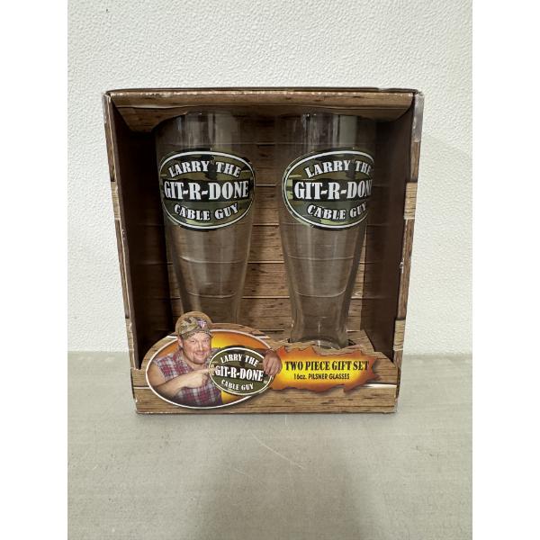 2 - Larry The Cable Guy Git-R-Done 16 Oz Pilsner Glasses - Never Opened