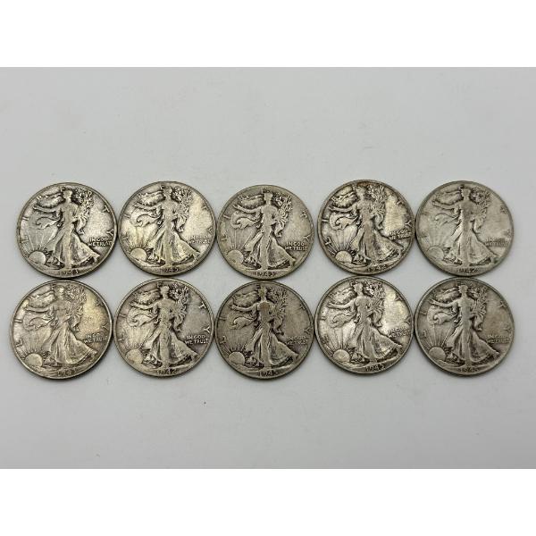 Walking Liberty Half Dollars - 90% Silver - $5.00 Face Value