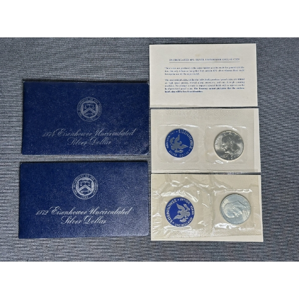 1972 & 1974 Eisenhower Uncirculated Silver Dollar