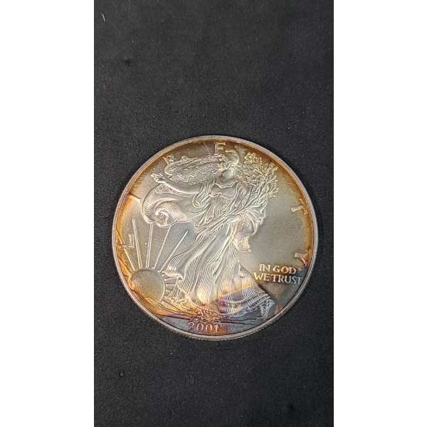 2001 1 Oz .999 Fine Silver American Eagle - Toned