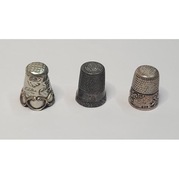 (3) Vintage Sterling Silver Thimbles - Total Weight: 11.8g