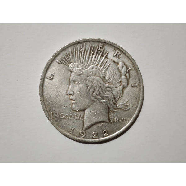 1922 United States 90% Silver Peace Dollar Minted in Philadelphia