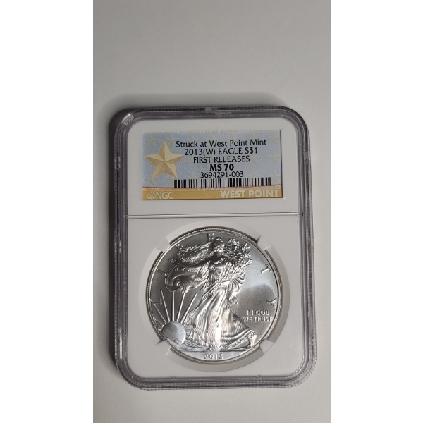 NGC 2013-W MS 70 First Releases 1 Troy Ounce .999 Fine Silver American Eagle