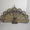 Image 1 : Vintage Brass Peacock Folding Fireplace Screen With Winged Lion Base 24x38"