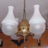 Image 5 : Vintage Electrified Angle Lamp As Shown - Frosted Replacement Shades - No Switch On Lamp 