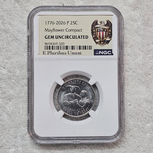 NGC Gem Uncirculated 1776-2026 P Mayflower Compact Quarter