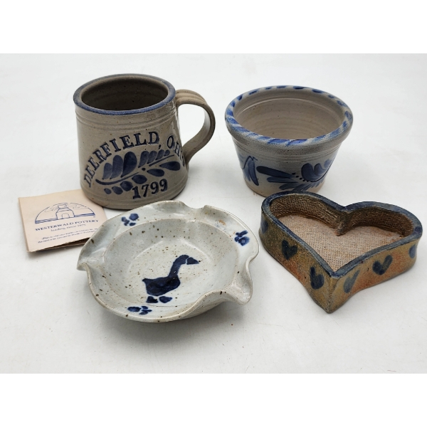 Vintage Deerfield OH 1799 Westerwald Pottery Mug & Assorted Handmade Pieces