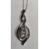 Image 5 : Sterling Silver Pendant Twisted Swirl Pendant With Blue & White Diamonds On 18" Chain - Weight: 4.6g
