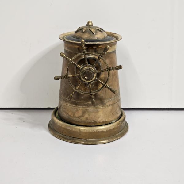 Vintage Brass Nautical Ship Wheel Mechanical Pop Up Cigarette Dispenser