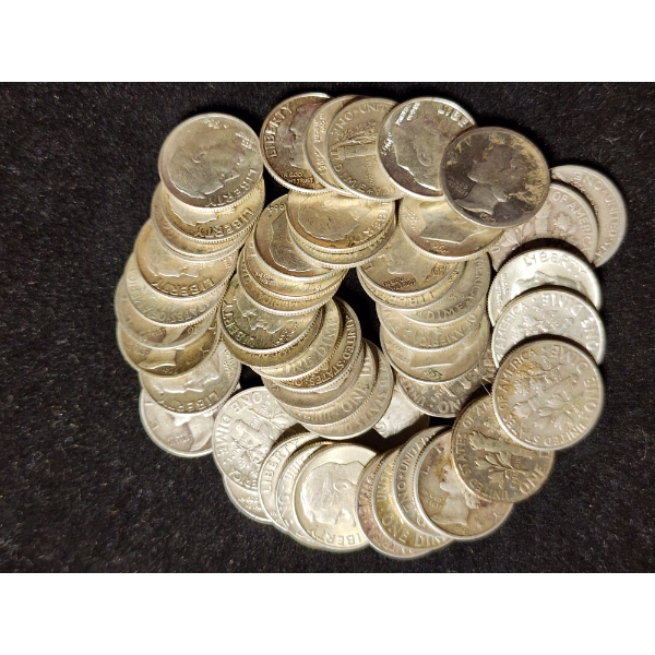 $5 Face Value in Assorted 90% Silver Dimes