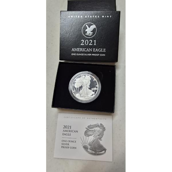 2021 US 1 Tr Oz .999 Silver Proof Eagle in Case -  US MINT