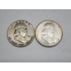 Image 1 : Two Silver Franklin Half Dollars: 1951 & 1950 - 90% Silver U.S. Coins