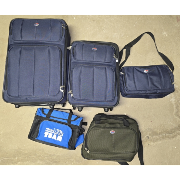 American Tourister 3 Piece Set with Additional Bag - Never Used - w/ Lunch Box