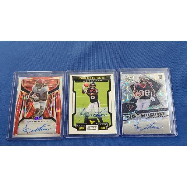 
(3) Autographed 2022-2023 Panini & Leaf John Metchie III Football Trading Cards