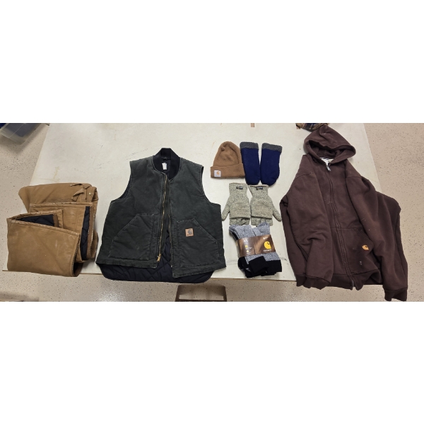 Carhart Bundle incl Lined Overalls (40x34), Thermal Vest (XL Reg), Thermal Hoodie (XL) and More