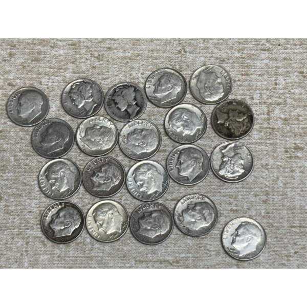 90% Silver Dimes - FV $2.00 - Various Years