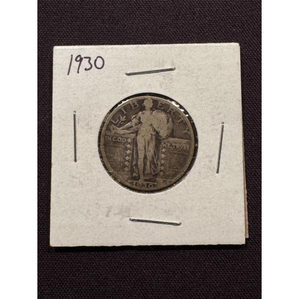 1930 United States Standing Liberty Silver Quarter - Excellent Condition