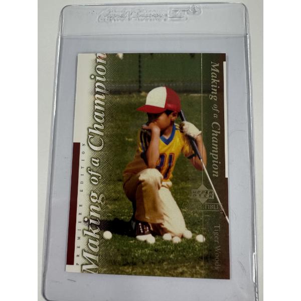 2001 Upper Deck Tiger Woods Rookie Golf Card In Protective Holder - High Grade - Mint Condition
