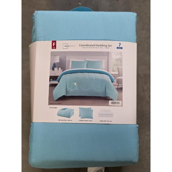 Brand New Cozy Full Size Pretty Teal Blue 7 Piece Bedding Set 