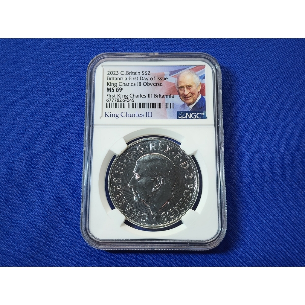 2023 Great Britain Britannia - King Charles III FDOI 1oz .999 Fine Silver Coin NGC MS 69