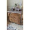 Image 1 : Antique Oak Kitchen Side Cabinet - Marble Top
