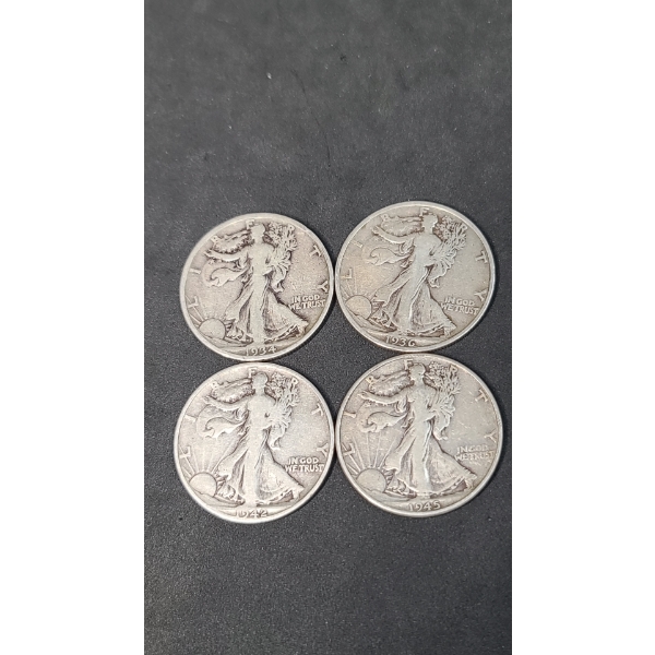 1934, 1936, 1942, 1945  90% Silver Walking Liberty Half Dollars - Face Value: $2.00