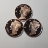 Image 1 : Three Mercury Head Design 1 AVDP Ounce .999 Fine Copper Rounds - 3 oz Copper Total!