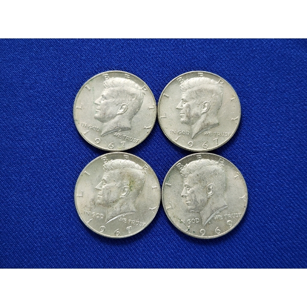 x4 40% Silver Kennedy Half Dollars: 1967 & 1969