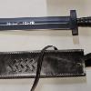Image 5 : Hand-Forged Carbon Steel 37-Inch Black Edition Radulf Inscribed Viking Sword With Leather Scabbard