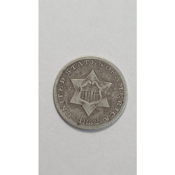 United States 1852 "Trime" 3-Cent 75% Silver Coin