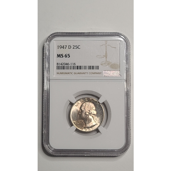 NGC 1947-D MS 65 Washington 90% Silver Quarter