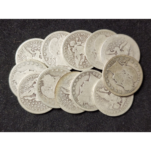 $3.00 Face Value in 90% Silver Barber Quarter Dollars - Assorted Conditions!