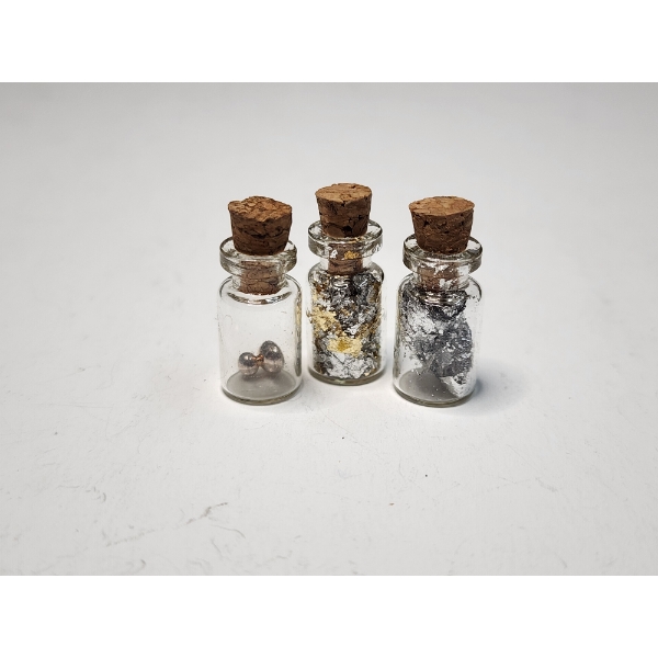 3 Small Viles Containing Silver & Gold - See Description! 