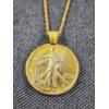 Image 1 : 1941 Walking Liberty 90% Silver Half Dollar Gold Toned On Necklace Featuring A Diamond Stud ~ 