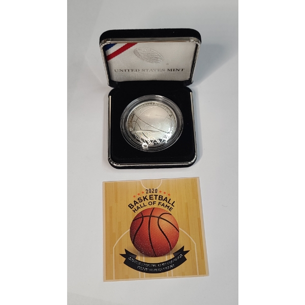 2020-P United States Mint Basketball Hall Of Fame .999 Fine Silver Proof Commemorative Proof Dollar 