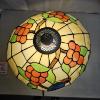 Image 2 : Tiffany-Style Stained Glass Table Lamp (23" tall) - Minor Cracks in Glass Lampshade (see pics)