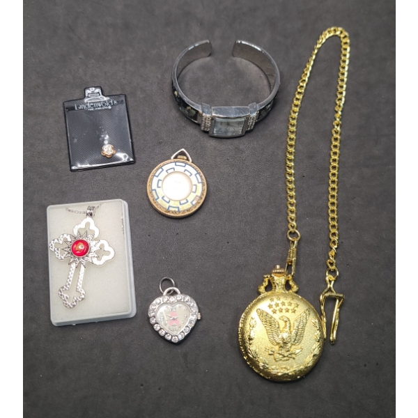 Nativity Stone Cross Necklace & Assorted Fashion Watches 
