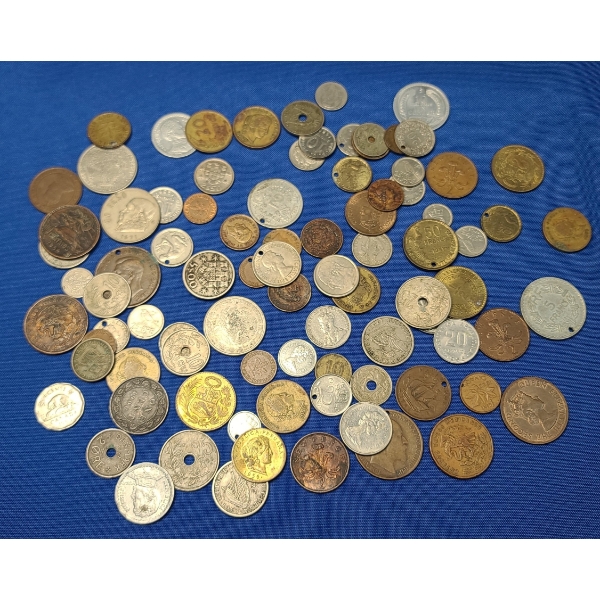 Assorted Foreign Coins Including 1948 New Ireland 10 Cent Coin