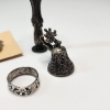 Image 5 : Sterling Silver Items: Pins, Floral Ring, Spoon Stamp, Thimble/Bell - Total Weight: 29.9g