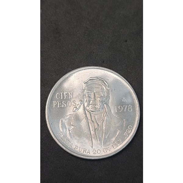 1978 Mexican 100 Pesos 72% Silver Coin - ASW: 0.6428 Oz