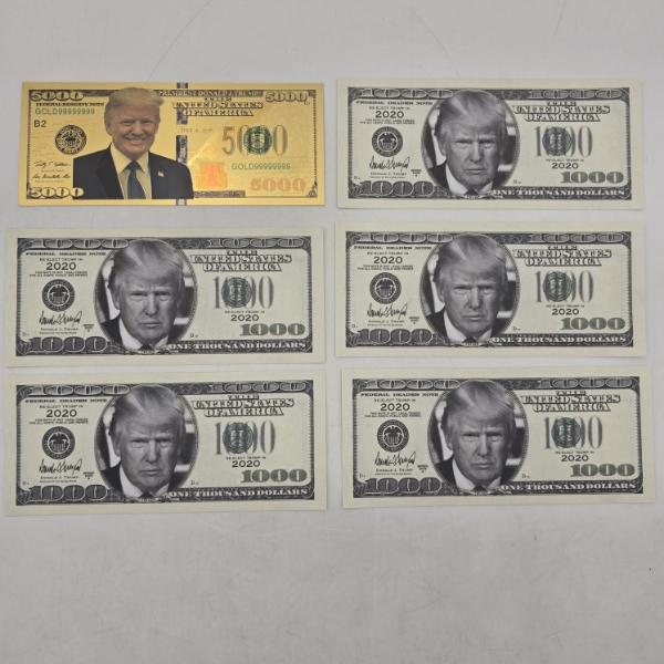 (6) Donald Trump Bills incl 1 Gold Plated Bill