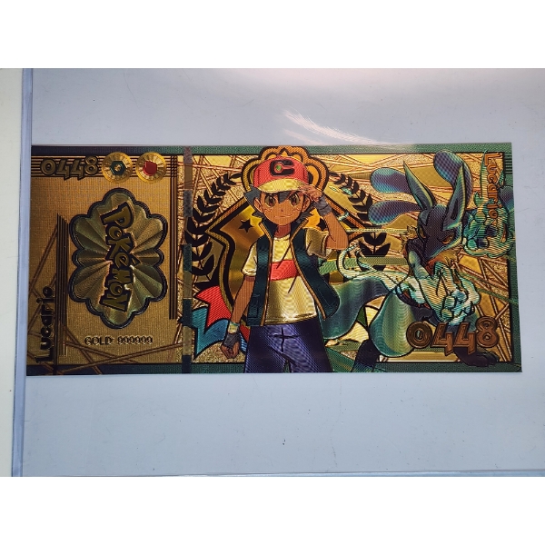 RARE 1996 Pokémon 999999 Gold Foil Note - Lucario - Mint Condition in Protective Holder