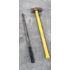 Image 2 : 2 Pcs - Set Of Wood Handle 
Heavy Sledge Hammer & 30" Steel Pry Bar