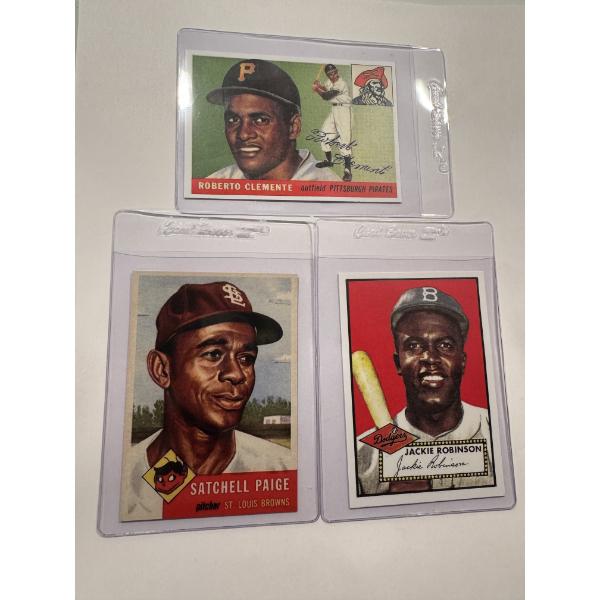 Clemente, Robinson & Satchell Paige Throwback Baseball Cards - Mint Condition
